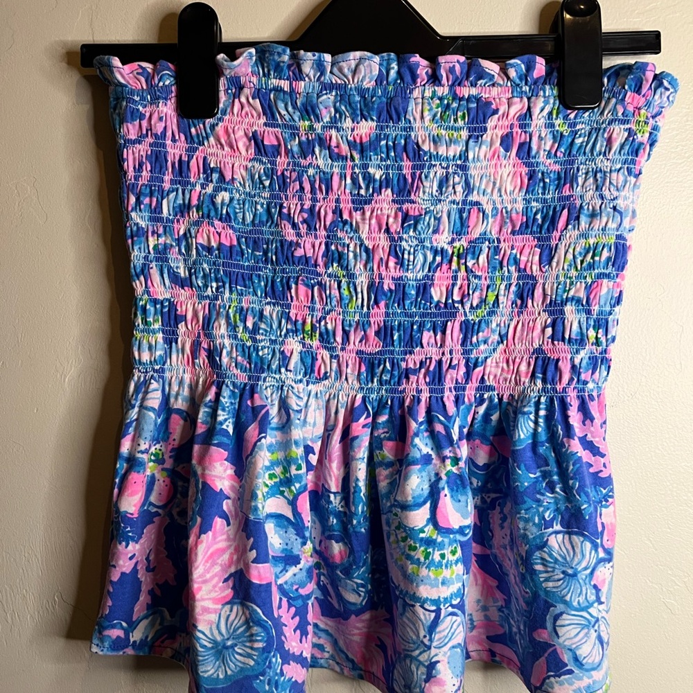 Lilly Pulitzer Blue, Pink & Green Smocked Tube Top